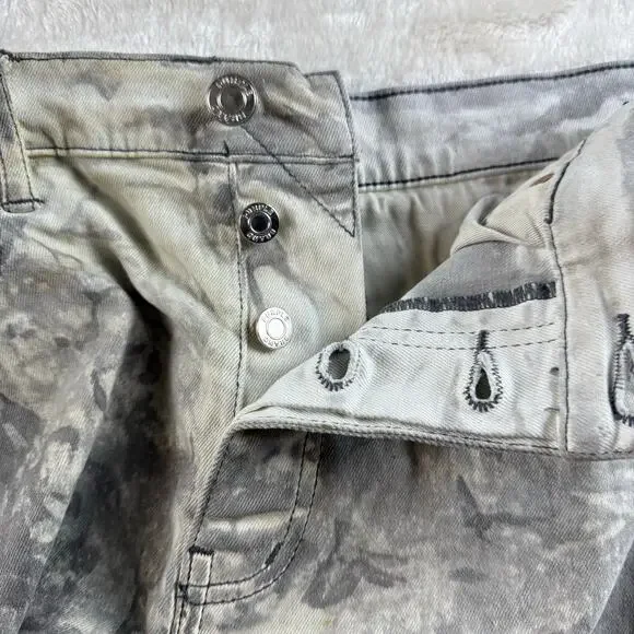 Purple Brand Slim Fit Jeans Men’s 36 Low Rise Button Fly P001 Gray Distressed